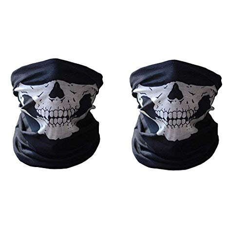 SHAFIRE WV01RCA08384 Seamless Skull Face Tube Mask (Set of 2, Black)