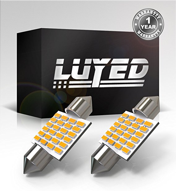 LUYED 2 X 300 Lumens Super Bright 3014 24-EX Chipsets 1.25 inches DE3175 DE3021 DE3022 3175 LED Bulbs Used For Dome light,Warm White