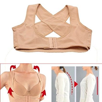 OPCC Lady Chest Breast Support Belt Band Posture Corrector Brace Body Sculpting Strap Back Shoulder Vest X Type (L)