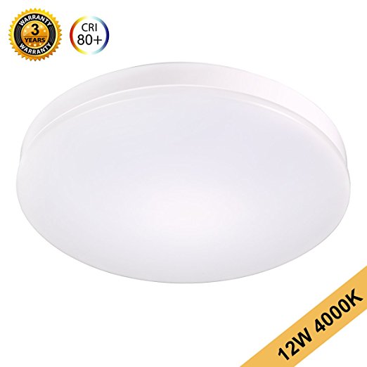 TryLight 12W 11.5-inch LED Ceiling Lights 4000K 1000 Lumens Equivalent to 100W Incandescent Morden Flush Mount Ceiling Fixture for Living Room, Bedroom, Dining Room- Nature White