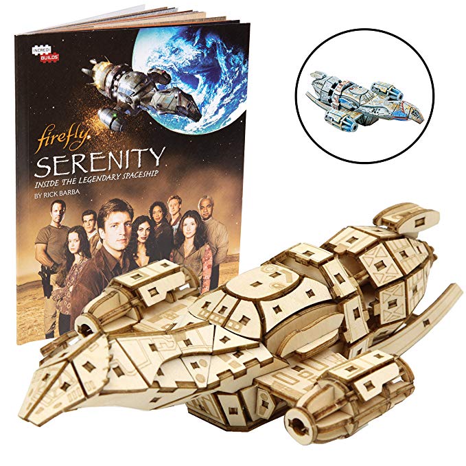 IncrediBuilds Firefly Serenity Book and 3D Wood Model Figure Kit - Build, Paint and Collect Your Own Wooden Toy Model - Great for Kids and Adults,12  - 6.5" x 4.25"
