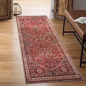 Keen Home Design Machine Washable Area Rugs with Non-Slip Backing, Ideal for Hallway, Living Room, Bedroom, Kitchen and Laundry Room, Vintage Moroccan and Low Pile Rug - (2'6'' x 10')