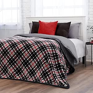 Northwest Ashford Home Cozy Ultimate Plush Throw Blanket, Balmoral Plaid King Size 108 x 90 inches