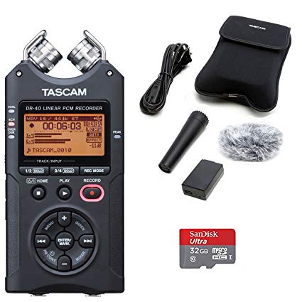 TASCAM DR-40 Digital Recorder with Accessory Kit and 32GB Micro SD Card