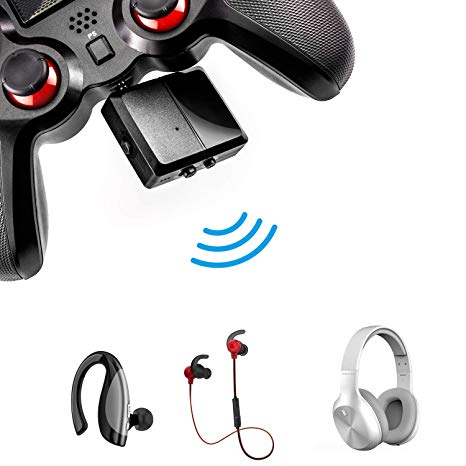 JAMSWALL Wireless Bluetooth Adapter Stereo Headset Adapter with Microphone,Work for PS4,Xbox One,Switch Game Controller,Wireless 3.5mm Audio Adapter Gaming Accessory