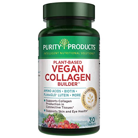 Plant-Based Vegan Collagen Builder | Organic Whole Foods Fruits & Veg, Silica, Lutein, Vitamin C, Biotin, Grape Seed | Amino Acids Glycine, Lysine & Proline Collagen Boosters | Once A Day - 30 Tablets