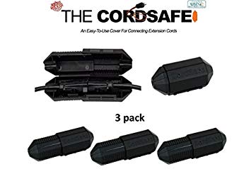 3 PK Black Extension Cord Safety Cover with Water-Resistant Seal