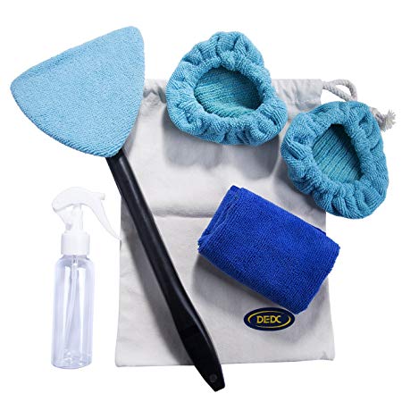 Car Cleaner Tools Kit, DEDC Car Cleaning Wiper Set with Washable Microfiber Wipes Cleaning Cloth 100ML Empty Spray Bottle Canvas Storage Pouch for Car Home Kichens Set of 5