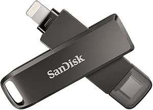 SanDisk 128GB (1 Pack) iXpand Luxe Dual Flash Drive for iPhone, iPad Lightning & USB-C Compatible Devices SDIX70N-128G Bundle with (1) GoRAM Lanyard (128GB)