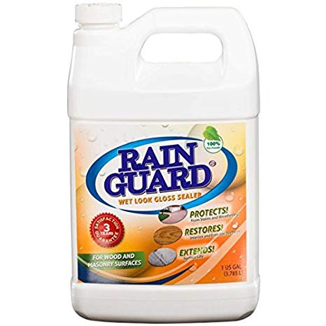 Rainguard 1 Gal Homeowner Wet Look High Gloss Masonry & Wood Acrylic Sealer Protects Decks, Porches, Patio's, Walkway's, Pavers. For use on all all types of Concrete, Brick, Masonry, Wood and Stone Surfaces.