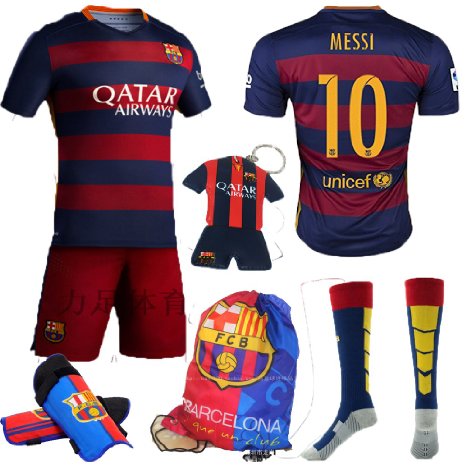 KID BOX New 20152016 Fc 10 Home Soccer Kit Football Jersey Sportswear Team Polo Shirt and Short and Sock and KEY CHAIN for Kids 3-14 Years