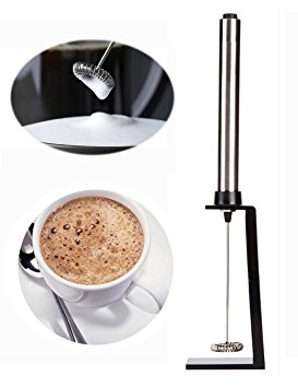 BALFER Electric Handheld Hot Milk Foam Frother Wand Drink Mixer Battery Power with Large Mounting Bracket for Chocolate Milk Coffee Tea Bar Kitchen