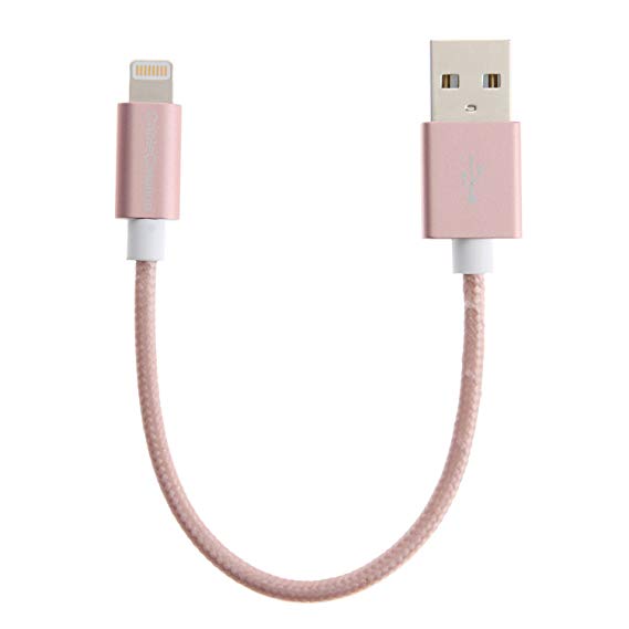 [Apple MFi Certified] CableCreation Short Rose Gold Lightning to USB Data Sync Cable for iPhone 6S iPhone 6,iPhone 5/5S/5C, Metal Plug & Cotton Jacket, L=15CM