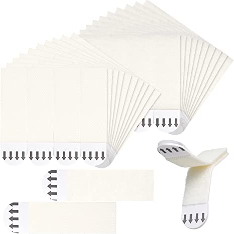 40 Pairs Heavy Duty Large Picture Hanging Strips up to 16 lbs Hook and Loop Tape, Easy to Open Replacement Strips Double Sided Adhesive Strips for Frame Hanging (Medium, White)