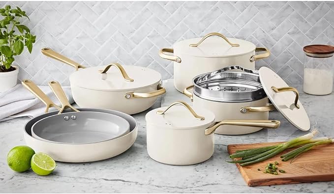 Member's Mark MEMBER'S 11-Piece Modern Ceramic Cookware Set In Cream 2x3x6