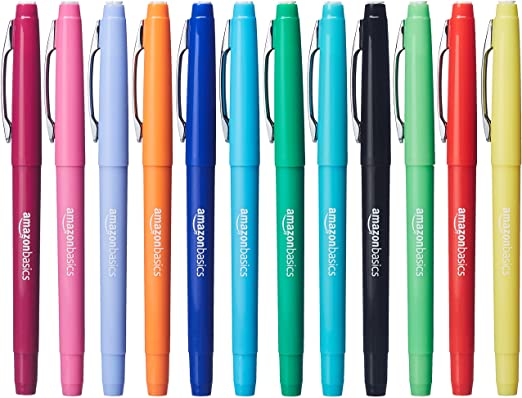 AmazonBasics Felt Tip Marker Pens - Assorted Color, 12-Pack