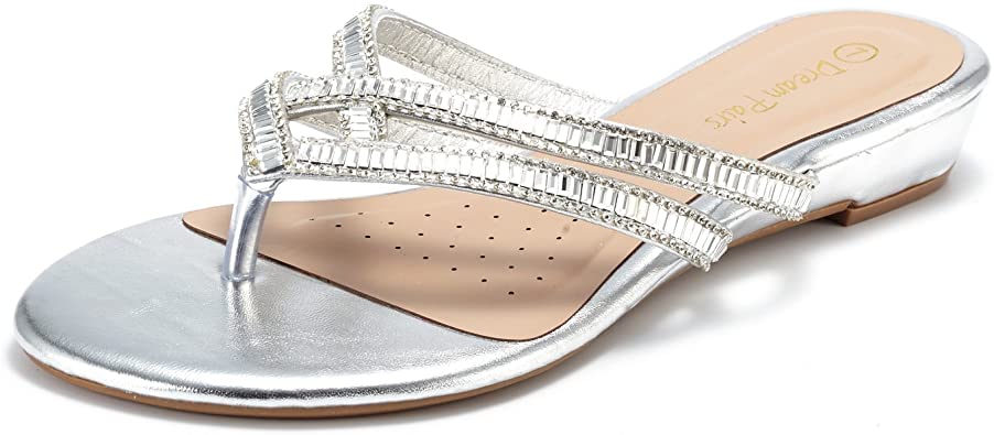 DREAM PAIRS Women's Jewel Flip-Flop Sandals