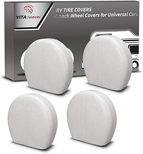 YITAMOTOR Tire Covers, Set of 4 Heavy Duty 600D Oxford   PU Coating Motorhome Wheel Covers, Waterproof Tire Protectors,and Universal Tire Covers, Fits 27"-29" Tire Diameters