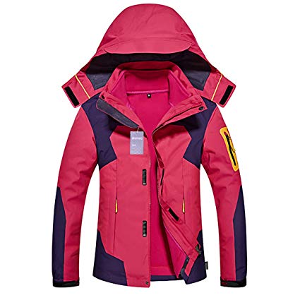 Alomoc 3 in 1 Hiking Jacket Outdoor Waterproof Softshell Raincoat Snowboard Clothing
