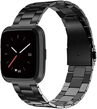 Wearlizer for Fitbit Versa Strap/Fitbit Versa 2 Straps, Stainless Steel Replacement Straps Band for Fitbit Versa Lite Men Women Small Large