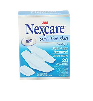 Nexcare Sensitive Skin Bandages, Assorted, 20 Bandages Per Box (2 Boxes)