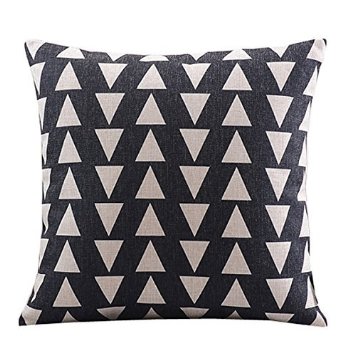 Create For-Life Cotton Linen Decorative Pillowcase Throw Pillow Cushion Cover Square 18 Retro Black Up & Down Triangle by Hmlover(TM)