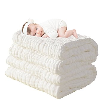 UINSTONE Natural Antibacterial,Super Water Absorbent,Super Soft Muslin Cotton Baby Bath Towels,Care for the baby skin,Newborn Muslin Cotton Warm Baby Bath Towels Also for Baby Blanket -1 pcs