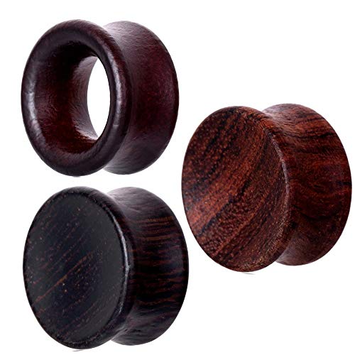 TIANCI FBYJS 3 Pair Concavity Wood Wooden Ear Gauges Ear Plugs Expander Tunnels Ear Piercing