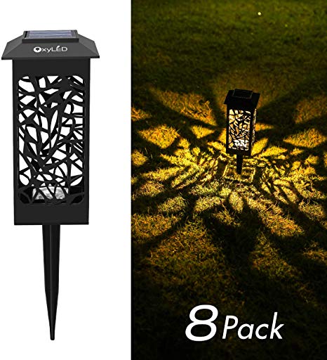 OxyLED Solar Path Lights Outdoor, 8 Pack LED Garden Pathway Lights Solar Powered, Decorative Landscape Lighting Security Light Auto On/Off Dusk to Dawn for Lawn, Patio, Yard, Halloween, Christmas