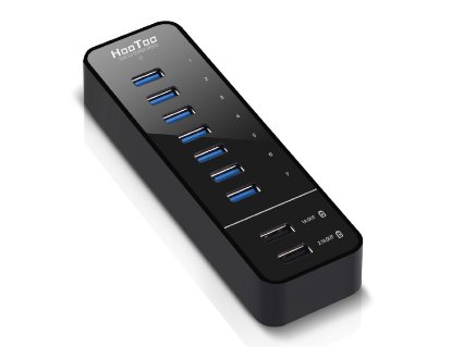 HooToo 9-Port 60 Watts USB 3.0 Hub with 2 Smart Charging Ports and 7 Data Transfer Ports for iPhone, iPhone 6s, iPhone 6s Plus, iPad, Samsung and More