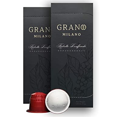 Grano Milano Ristretto Decaffeinated Coffee Pods | Compatible with Nespresso OriginalLine | Intensity 10 | Dark Chocolate, Spices, Citrus & Heavy Body | Italian Tailor-Made Blends (20 Count)