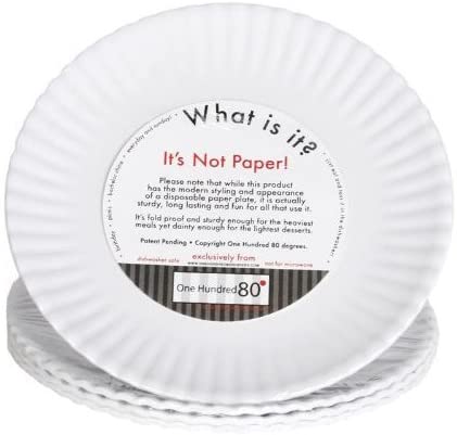 "What Is It?" Reusable White Appetizer or Dessert Plate, 6 Inch Melamine, Set of 4