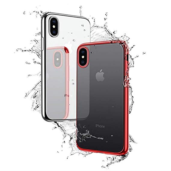 Cell Phone Case for iPhone X Case, Ultra Slim TPU Soft Case, Micro Point Clear Cover Case with Electroplated Frame Compatible iPhone X（Silver）