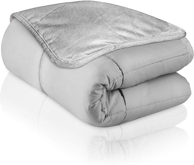 Carma Premium Weighted Blanket Adult 15lbs, Heavy Blanket for Adults and Teens | College Dorm Room Essentials | Dual Side Minky Plush Bottom with Glass Beads 48×72"