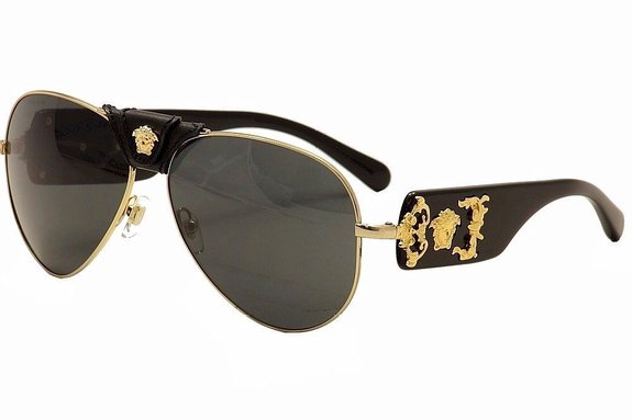 Versace VE2150Q - 100287 Gold/Black Aviator Sunglasses 62mm