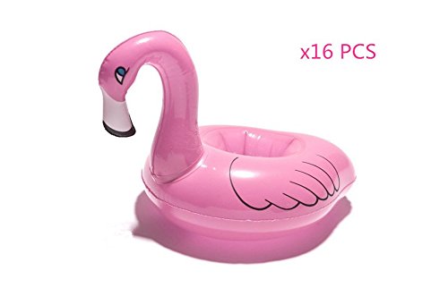 Home Kitty Inflatable Flamingo Coasters Drink Holder Pool Party Decorations Floatation Devices Swim Floats (16 PCS)