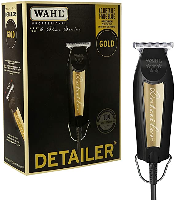 (Black & Gold) - Wahl Professional 5-Star Series Limited Edition Black & Gold Detailer 8081-1100 - With T-Blade, 3 Trimming Guides (0.2cm - 0.6cm ), Blade Guard, Oil, Cleaning Brush and Instructions