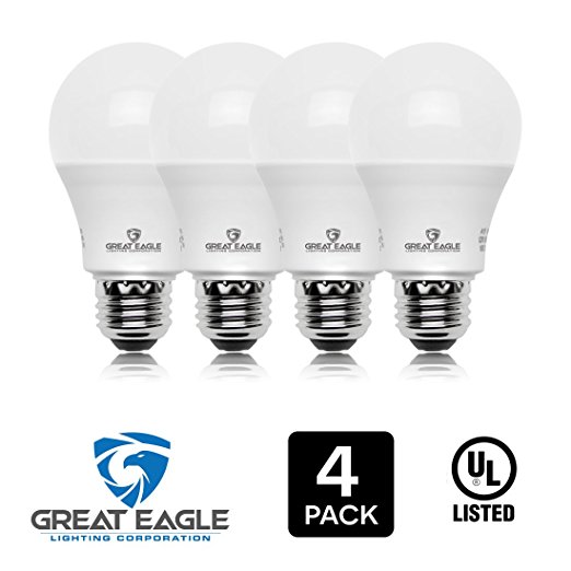 Great Eagle 100W Equivalent LED Light Bulb 1610 Lumens A19 4000K Cool White Non-Dimmable 14-Watt UL Listed (4-pack)