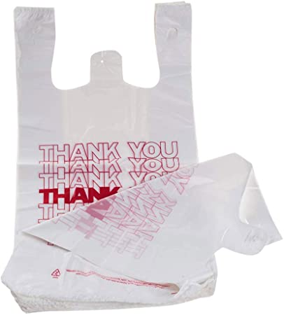 "TashiBox Shopping Bags/Thank You Bags/Reusable and Disposable Grocery Bags - Measures 11.5"" X 6.25"" X 21"", 15mic, 0.6 Mil (308)", transparent (Bag-308)