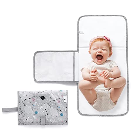 VIVILOV Baby Changing Pad-Portable Changing Pad with Diaper Pocket-Travel Changing Pad with Attachable Strap-Large 26.5"X13"