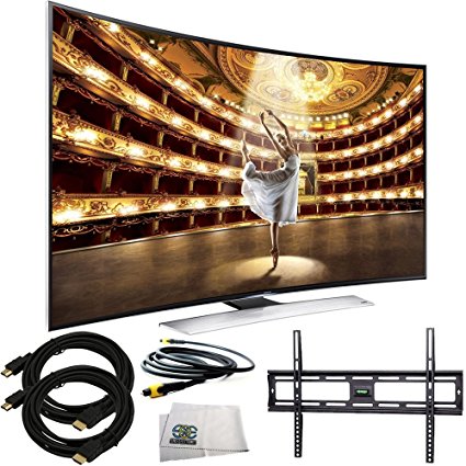 Samsung UN55HU9000 Curved 55-Inch 4K Ultra HD 120Hz 3D Smart LED TV   Ultra-Slim Flat Mount   Two 12 Feet HDMI Cables   12 Feet Digital Optical Audio Toslink Cable & Microfiber Cleaning Cloth