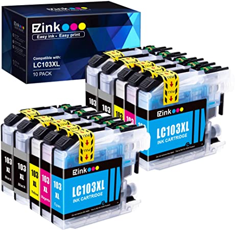 E-Z Ink (TM) Compatible Ink Cartridge Replacement for Brother LC-103XL LC103XL LC103 XL LC103BK LC103C LC103M LC103Y to Use With DCP-J152W MFC-J245 (4 Black, 2 Cyan, 2 Magenta, 2 Yellow, 10 Pack)
