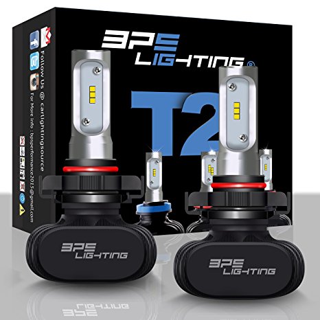 BPS Lighting T2 LED Headlight Bulbs Conversion Kit - 5202 50W 8000 Lumen 6000K 6500K - Cool White - Super Bright - Car and Truck - Fog Lights Beam - All-in One - Plug and Play
