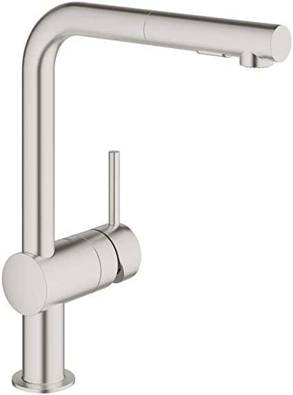 Grohe 30300DC0 Minta Single-Handle Pull-Out Kitchen Faucet, SuperSteel InfinityFinish