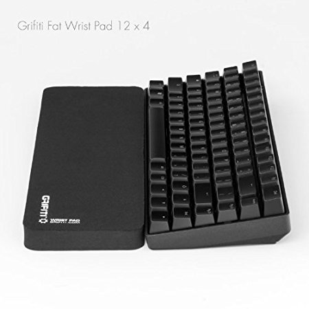 Grifiti Fat Wrist Pad 12 is a 4 x 12 Inch Wrist Rest for Small Mechanical Keyboards, MacBooks, Laptops, and Notebooks in Black Neoprene and Black Nylon