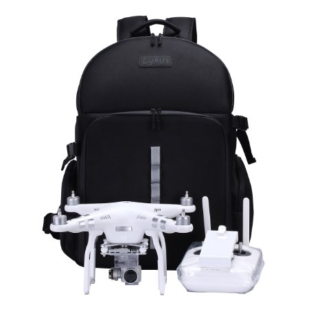 UPGRADED Water Resistant Backpack For DJI Phantom 4/ 3/ 2 Series/ Accessories Compatible| Professional Case/Travel Bag For Your Drone| Lykus Pro Video Equipment