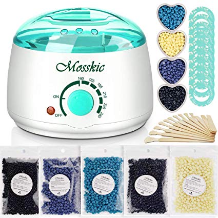 Waxing Kit, Mosskic Wax Warmer Hair Removal Home Wax Kit with 17.6oz Hard Wax Beans for Women Men of All Body, Face, Bikini Area, Legs