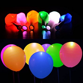 LUCKDAYL LED Light up Balloons Flashing Balloons 25 PCS Mixed Color Balloon with 1PCS Ribbon for Christmas Birthday Wedding Festival Party