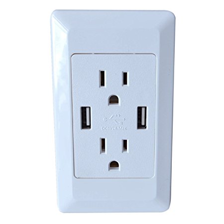 Bestface 2A High Speed USB Charger Receptacle 15A Tamper Proof Safety Outlet