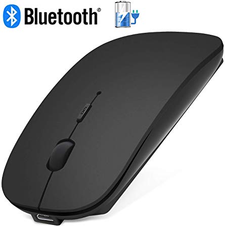 ANEWKODI Bluetooth Mouse, Wireless Rechargeable Mouse Ultra-Thin Noiseless Click & 3 Adjustable DPI Level, Wireless Mouse for Laptop, Tablet, Black